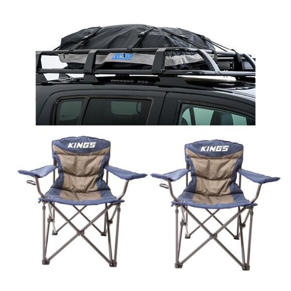 2x Adventure Kings Throne Camping Chair + Half-Length Premium Waterproof Rooftop
