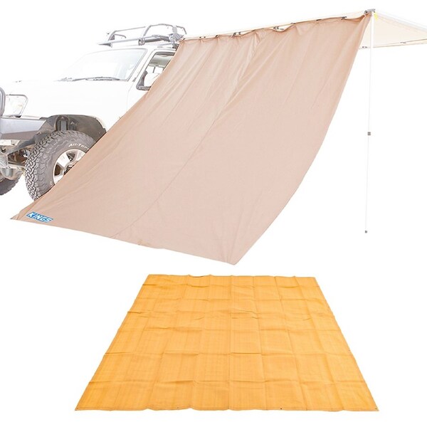 Adventure Kings Awning Side Wall + Outdoor&nbsp;Camping Mesh Flooring 3m x 3m 4WD SUV