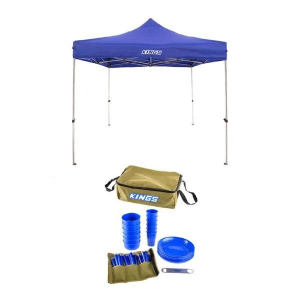 Adventure Kings Camping Gazebo 3x3m + 37 Piece Six-Person BBQ Picnic Set Cutlery