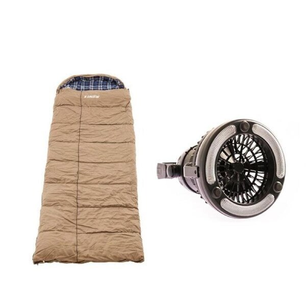 Premium Sleeping bag -5°C Degrees Celsius Right Zipper + 2in1 LED Light & Fan