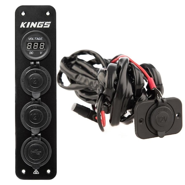 Adventure Kings 12V Accessory Panel USB LED + 12V Fridge Wiring Kit Cig Plug 6m