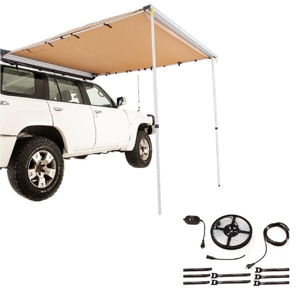 Adventure Kings 2x2.5m Camping Side Awning + Illuminator 4m MAX LED Strip Light