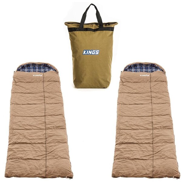 2 x Adventure Kings Premium Sleeping bag L/R zipper + Doona/Pillow Canvas Bag