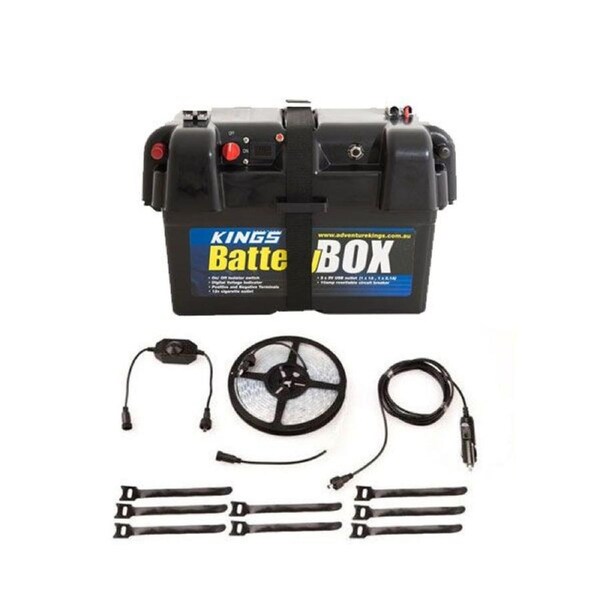 Adventure Kings Portable 12V Battery Box + 4m MAX LED Strip Light Camping 4WD