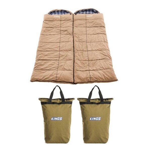 2x Premium Sleeping bag -5°C Left and Right Zipper + 2x Doona Pillow Canvas Bag