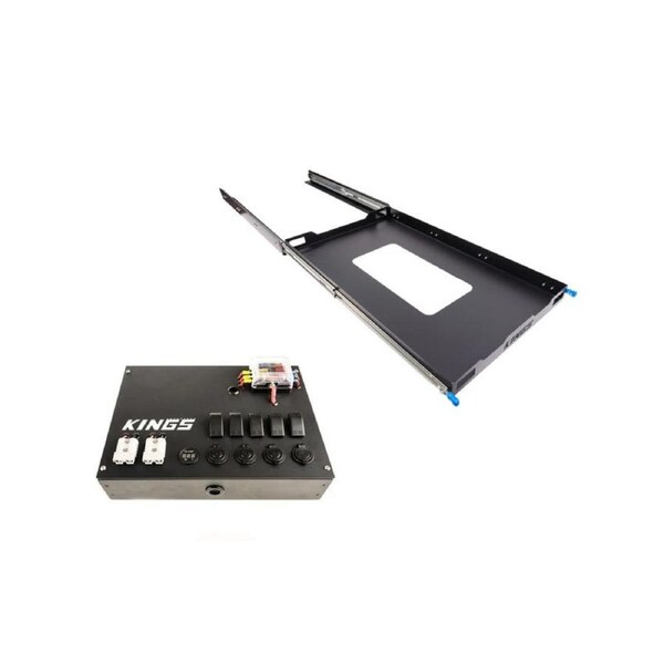 Adventure Kings Kings 100L Camping Fridge Slide Dual Locking + 12V Control Box