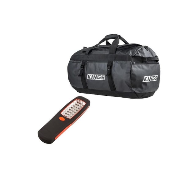 Kings 80L Extra Large PVC Duffle Bag Camping Storage + Portable LED Work Light