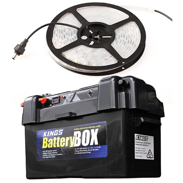 Adventure Kings Maxi Battery Box + 4m MAX 1.3m LED Strip Camping Light Camping