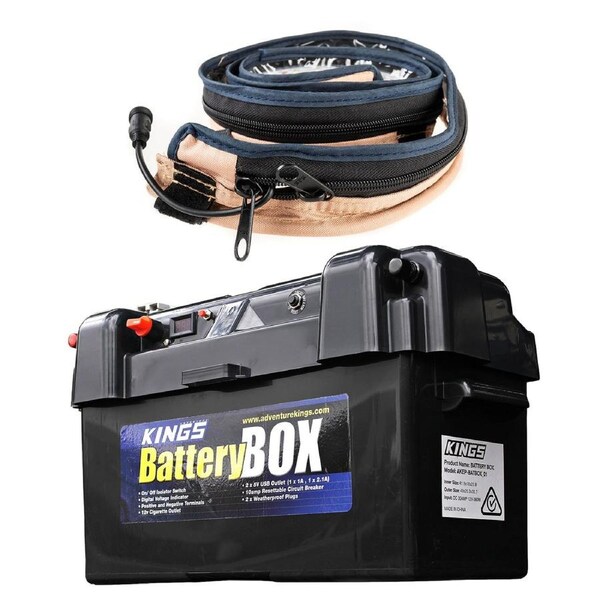 Adventure Kings Maxi Battery Box 2x USB Ports AGM + Illuminator LED Strip Light