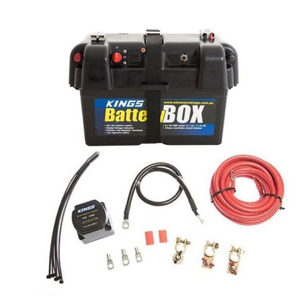 Adventure Kings Battery Box 12V 2x USB & Cig Socket + Dual Battery System 140A