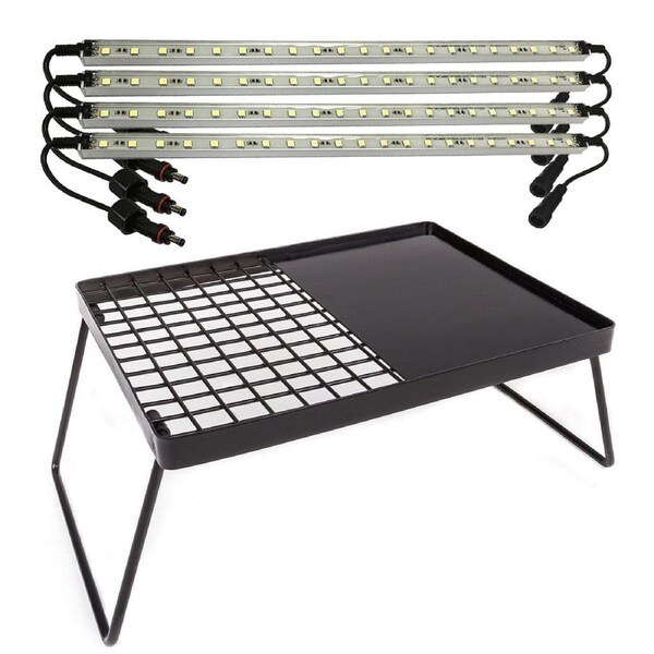 Illuminator 4 Bar Camp Light Kit + Adventure Kings CampFire BBQ Plate Cooking