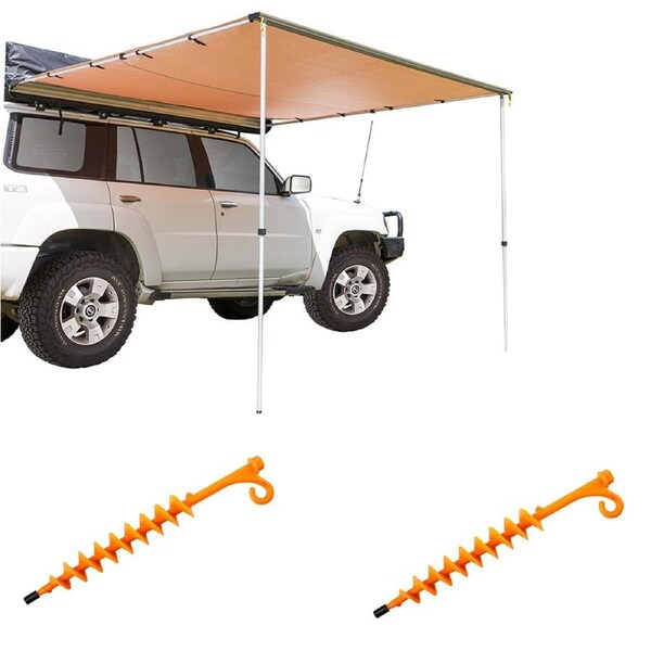 Adventure Kings 4WD SUV Side Awning 2.5x2.5m + 2x Ground Grabba Lite Sand Pegs