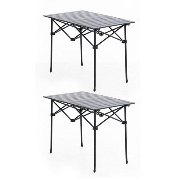2x Adventure Kings Portable Aluminium Roll Up Camping Table Picnic outdoor Party