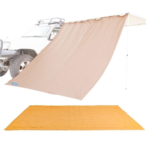 Adventure Kings Awning Side Wall + Outdoor&nbsp;Camping Mesh Flooring 6m x 3m 4WD SUV