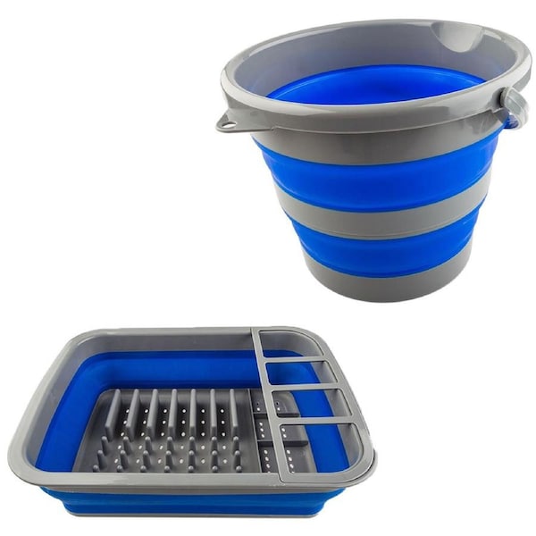 Adventure Kings Collapsible 10L Bucket Compact Durable + Collapsible Dish Rack