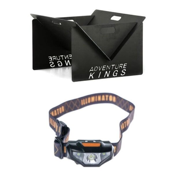 Adventure Kings Portable Steel Fire Pit + Illuminator LED Head Torch Headlamp