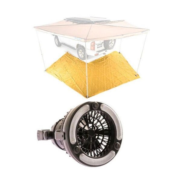Adventure Kings 270° Mesh Floor + 2in1 LED Outdoor Camping Light & Fan