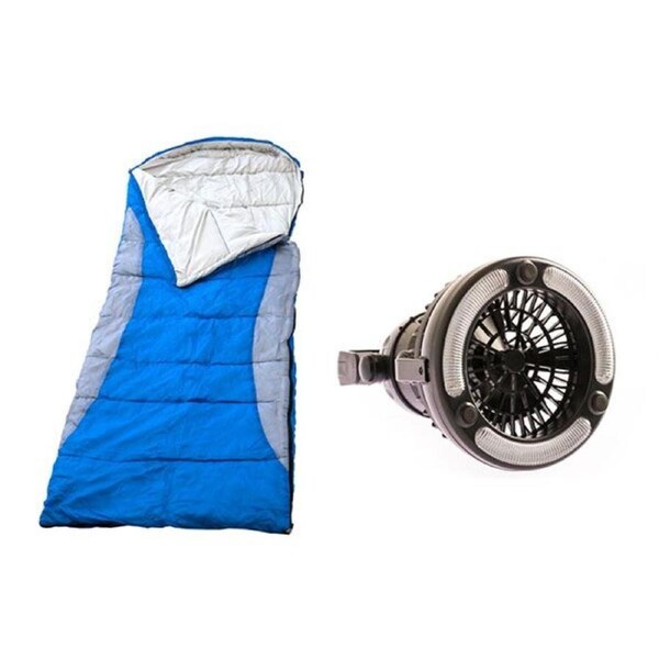Adventure Kings Left Hooded Sleeping Bag Rated to -2° + 2in1 LED Light & Fan