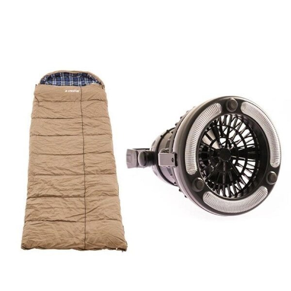 KINGS Premium Sleeping bag -5°C Degrees Celsius Left Zipper + 2in1 LED Light Fan
