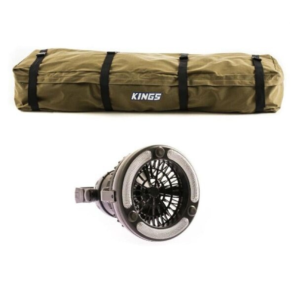 Adventure Kings Roof Top Tough Canvas Bag 4WD SUV + 2in1 LED Camping Light & Fan