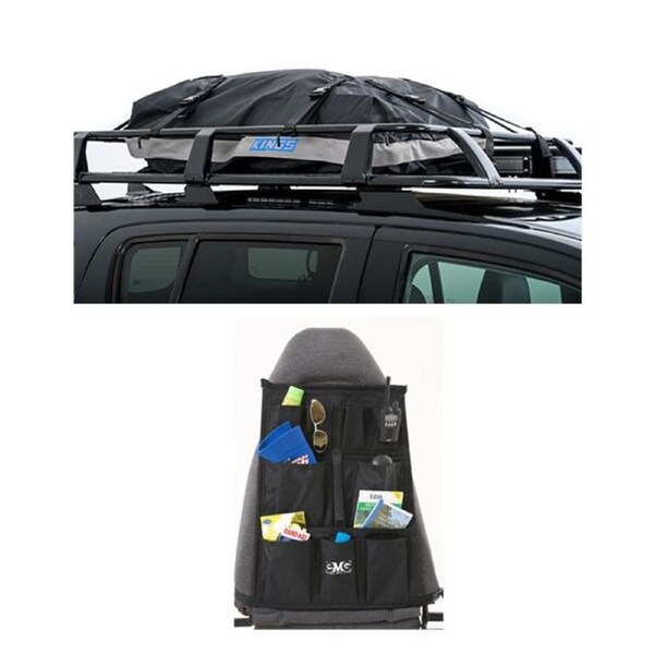 Adventure Kings Half-Length Premium Waterproof Rooftop Bag + Car Seat Organisers