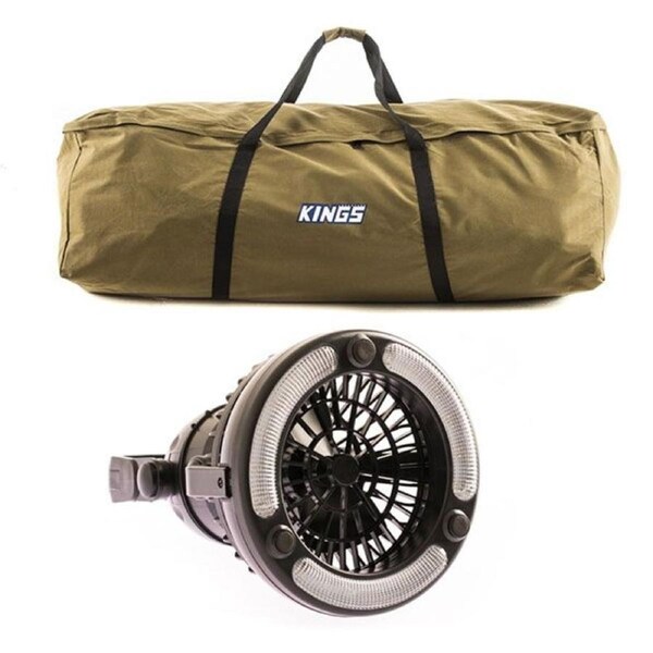 Adventure Kings Oversized Double Swag 400GSM Canvas Bag + 2in1 LED Light & Fan