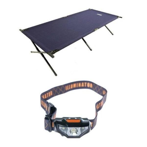 Adventure Kings Illuminator LED Head Torch + Camping Stretcher Bed 1m Wide