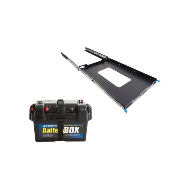 Adventure Kings Kings 100L Fridge Slide + Battery Box Portable 2xUSB&Cig Socket