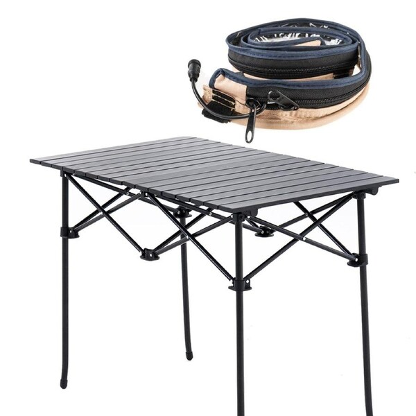 KINGS Aluminium Roll Up Camping Table + Illuminator 1.3m 12v Max LED Strip Light