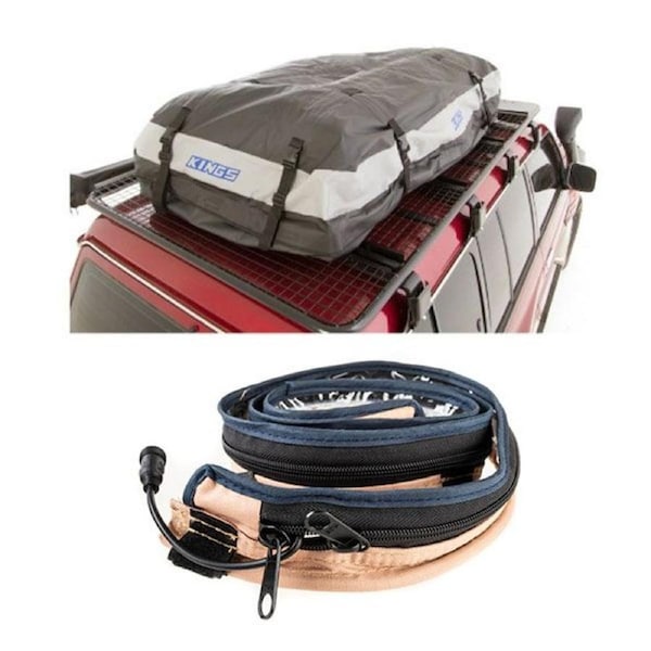 Adventure Kings Premium Waterproof Roof Top Bag 4WD 4x4 + LED Strip Light 1.3m