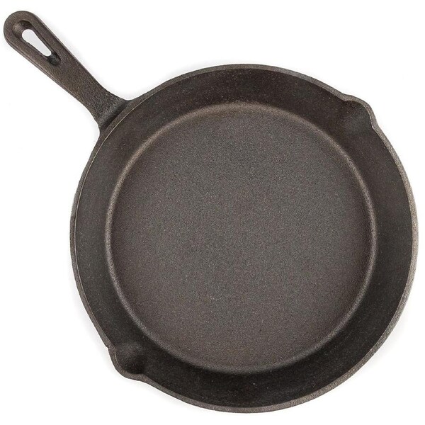 Adventure Kings Skillet Pan Cooking Camping Kitchen 26cm Diameter Cast Iron lips