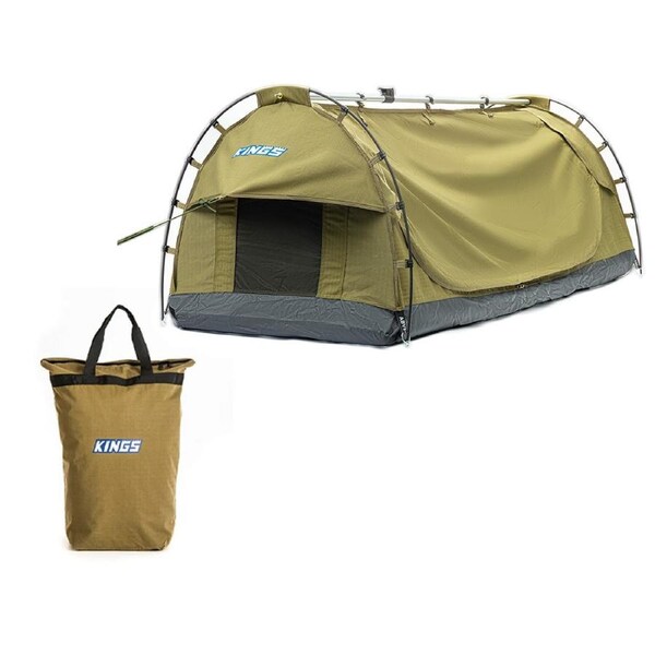 Adventure Kings Deluxe Escape Single Swag Dome + Doona/Pillow 400GSM Canvas Bag