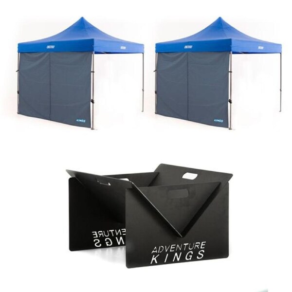 KINGS Portable Steel Fire Pit Easy Setup + 2x Adventure Kings Gazebo Side Wall