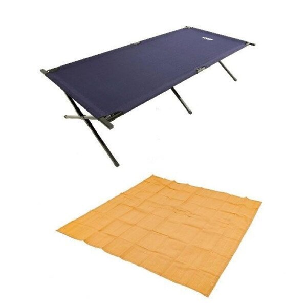 Adventure Kings Mesh Flooring 3mx3m + Camping Stretcher Bed 1m Wide Steel Frame