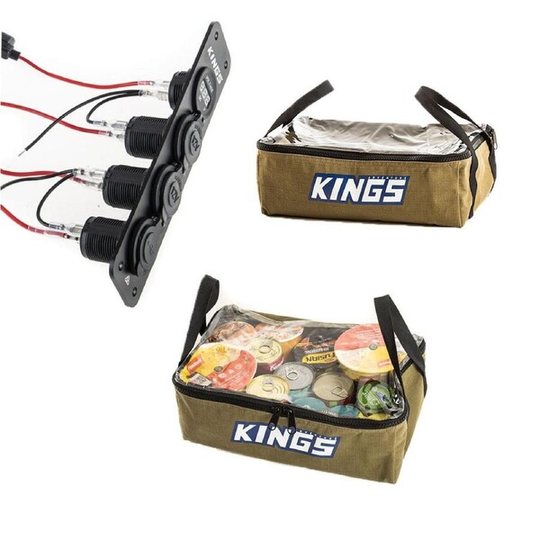 2x Adventure Kings Clear Top Canvas Bag 15 x 25 x 40 cm camping+ 12V Accessory Panel Twin USB sockets