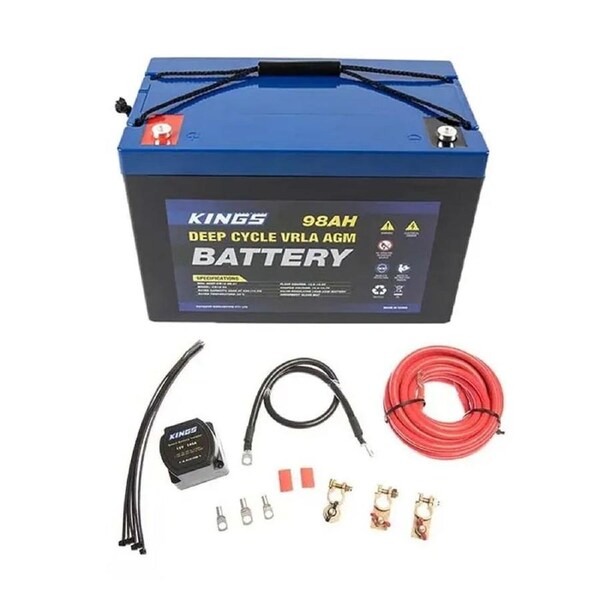 Adventure Kings 98AH AGM Deep Cycle Battery + Dual Battery System Smart Isolator