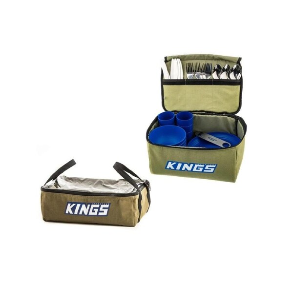 Adventure Kings 37 Piece BBQ Picnic Set Camping + Clear Top Canvas Bag Storage