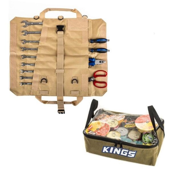 Adventure Kings Clear Top Canvas Bag Camping Storage + Premium Tool Roll 4WD 4X4