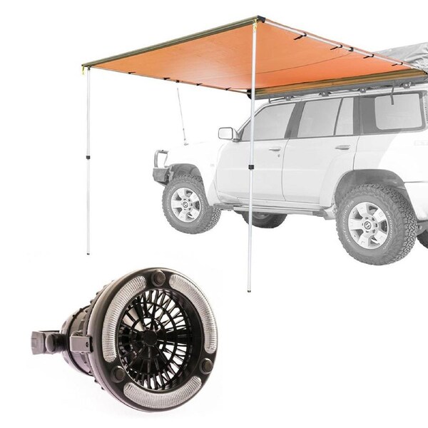 KINGS Awning 2.5x2.5m + 2in1 LED Light & Fan Flashlight Outdoor Hanging Shade
