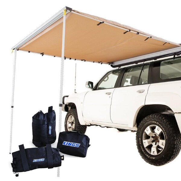 KINGS 2x2.5m Car Side Awning Shade Beach + Sand Bags Outdoor Tent Shelter 4WD