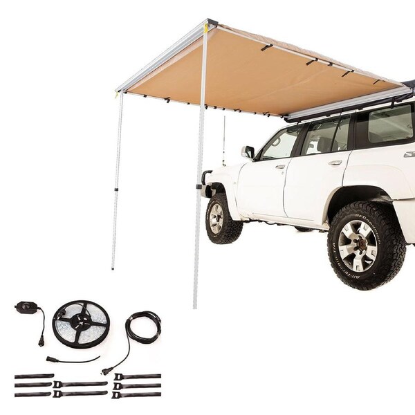 KINGS 2x3m Car Side Awning + Illuminator 4m Max LED Strip Light Shade Extension