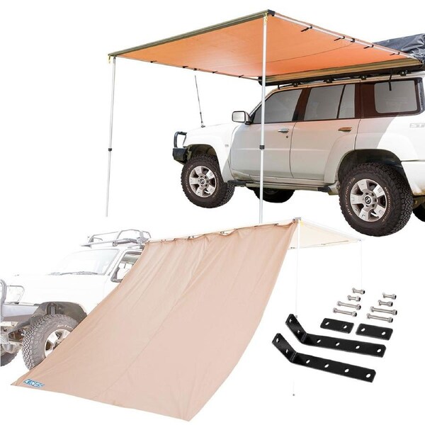 KINGS Awning 2.5 x 2.5m + Mounting Brackets (Pair) + Side Wall