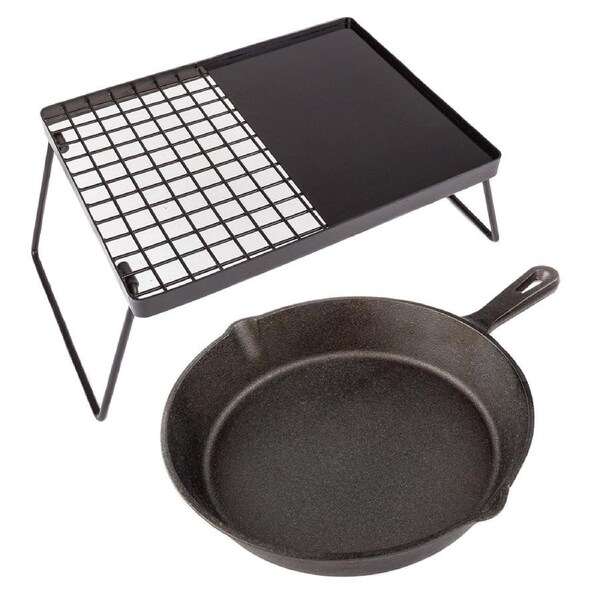 Adventure Kings Camping Fire BBQ Plate + Skillet Pan Cooking Camping Hotplate