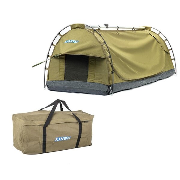 Adventure Kings Deluxe Escape Single Swag + Premium Canvas Bag 400GSM Polycotton