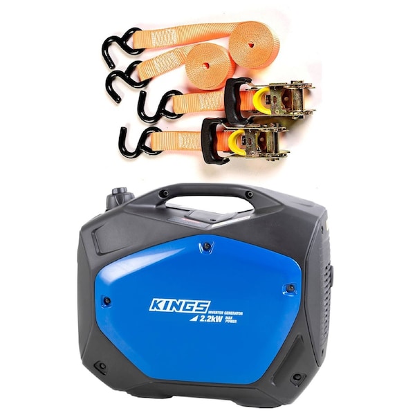 Adventure Kings 2.0kVA Inverter Generator + Hercules 3m Ratchet Strap (2 pack)