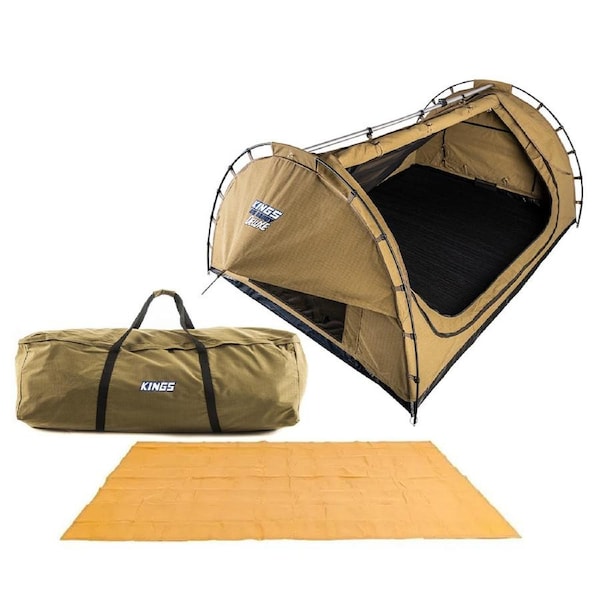 KINGS Big Daddy Deluxe Double Swag + Swag Canvas Bag + Mesh Flooring 5mx2.5m 4WD