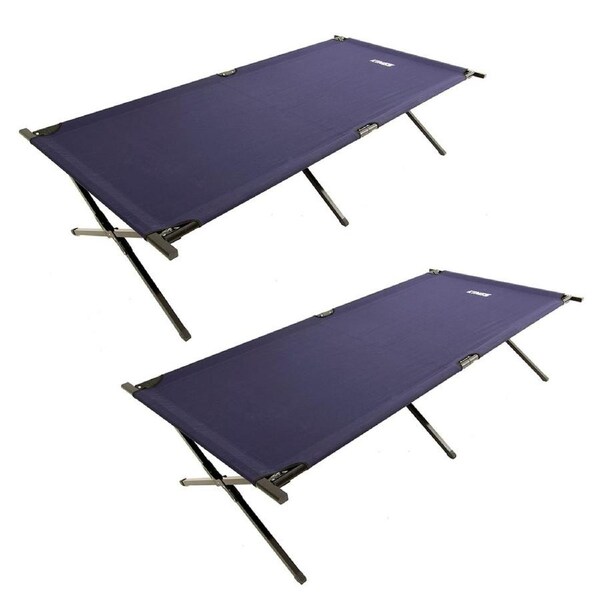 2x Adventure Kings Folding Camping Stretcher Bed Heavy duty Steel frame 1M Width