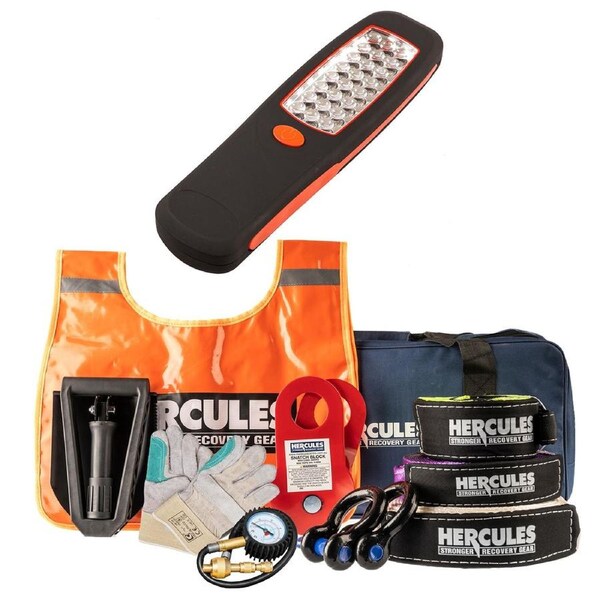 Hercules Complete Recovery Kit 11pcs + Illuminator 24 LED Work Light 4WD Gear