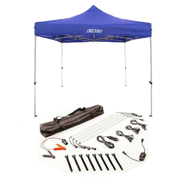 KINGS Gazebo 3mx3m Heavy Duty Steel Waterproof + Illuminator 4Bar Camp Light Kit