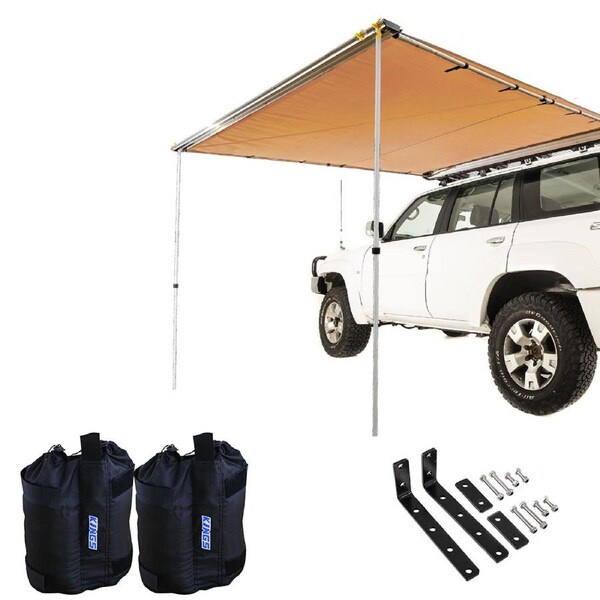 Adventure Kings Awning 2x2.5m + Awning Mounting Brackets (Pair) + Sand Bags pair